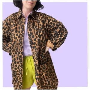 Red Sky Leopard Print Women's Chore Coat